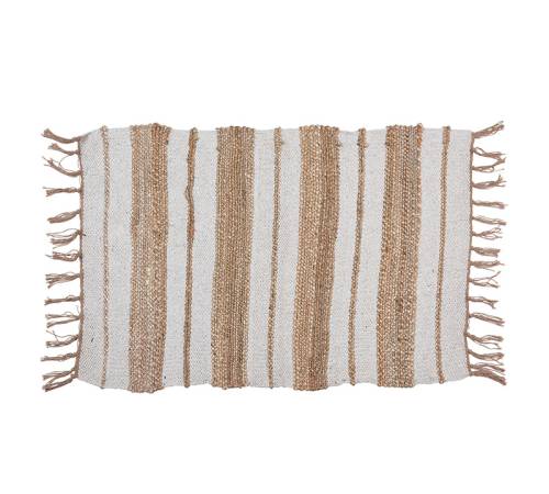 Χαλάκι από γιούτα ριγέ εκρου/μπεζ με κροσσι,60x90cm HE448
