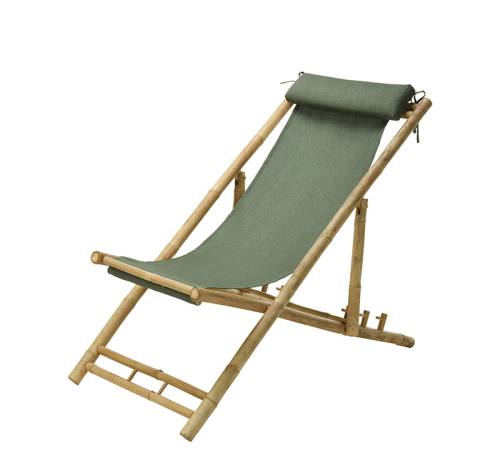 Πτυσσόμενη ξαπλώστρα από bamboo με λαδί πανί,112cm EP488