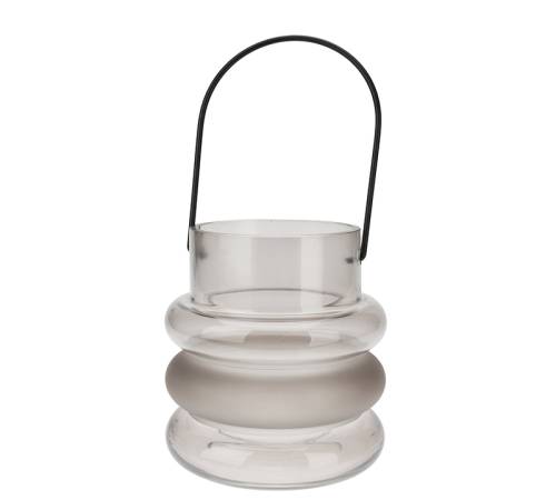 Γυάλινο φανάρι με χερούλι σε φυμέ χρ.,15cm HE493