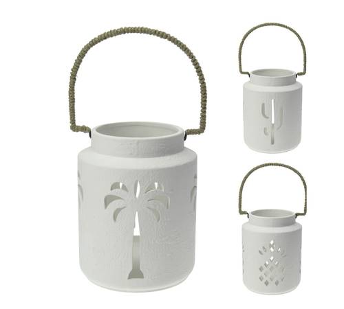 Κεραμικό κυλινδικό φανάρι σε 3σχδ.λευκό.22cm HE498