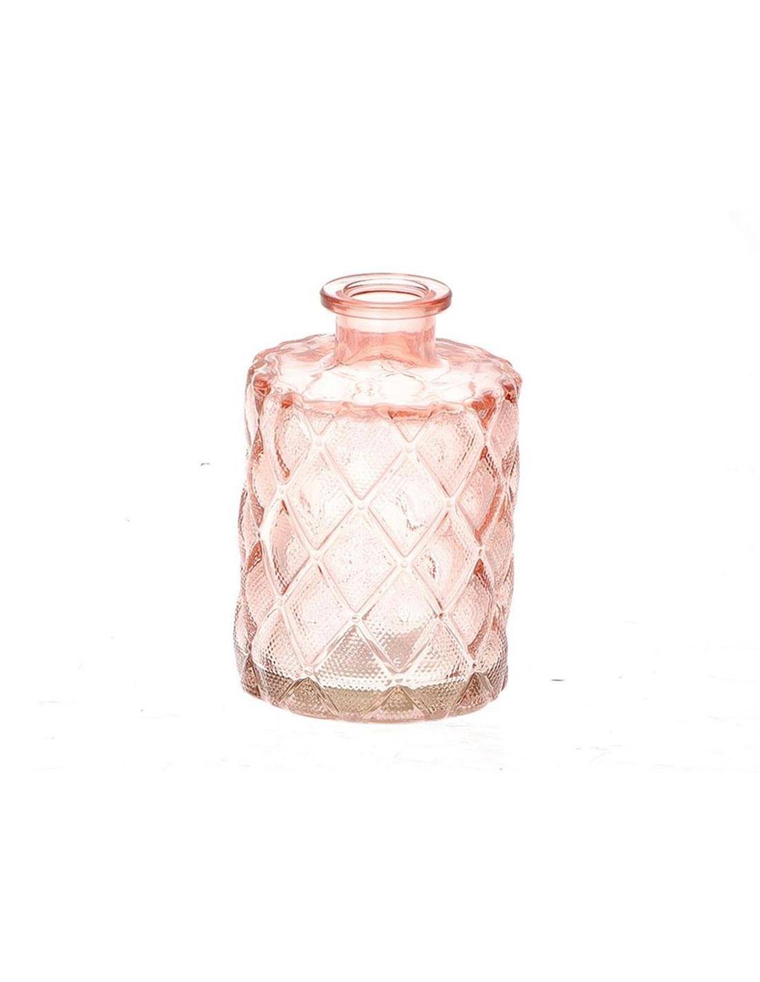 Βάζο γυάλ.ροζ διάφανο Φ7Η10,5cm