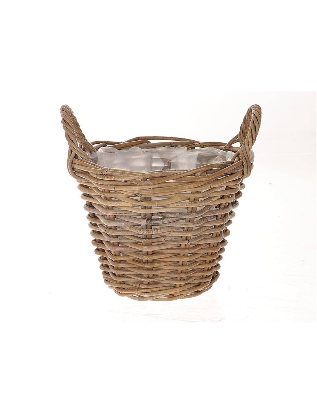 Καλάθι ψάθινο φυσικό/νάυλον Φ20 Η16cm