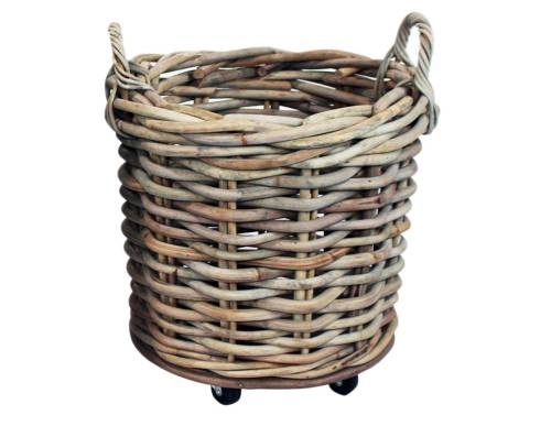Καλάθι rattan γκρι με ρόδες 65Χ60