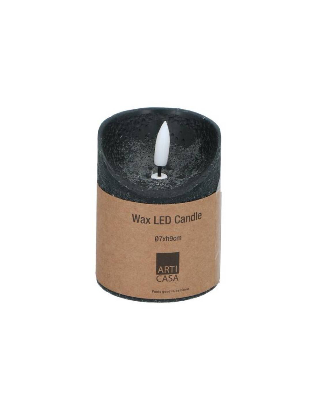 Κερί κορμός με LED  μαύρο Φ7 Η9cm