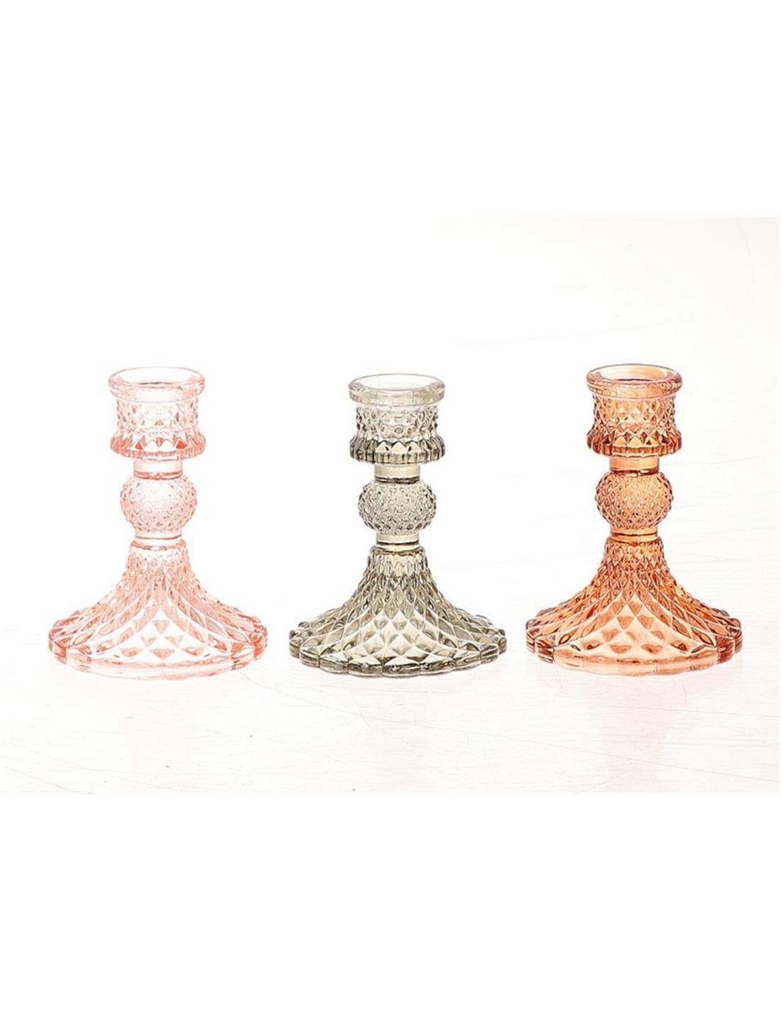 Κηροπήγιο γυαλ.3χρωμ.Φ8Η10cm