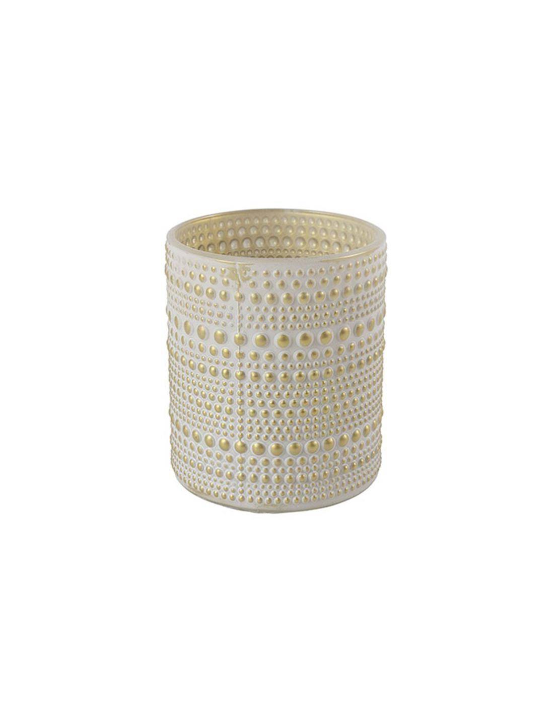 Κηροπήγιο γυαλ.Nelle εκρού με χρυσό 8,5Χ10