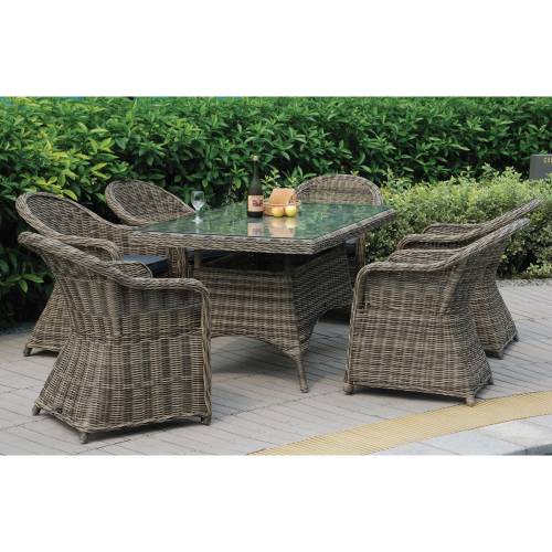 MONTANA Set Τραπεζαρία Κήπου:6 Πολυθρόνες+Τραπέζι, Αλουμίνιο- Wicker Grey Brown με Μαξιλάρια Ε-00024671 Ε6554S