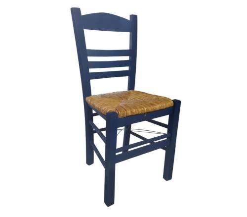 ΣΙΦΝΟΣ Καρέκλα Οξιά Βαφή Εμποτισμού Ανιλίνη Μπλε, Κάθισμα Ψάθα Ρ-00007678 Ρ969,Ε3