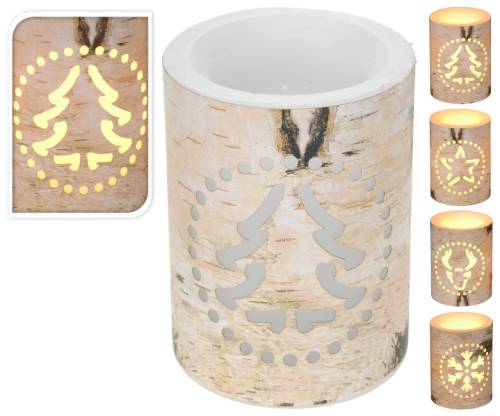 Φωτιζόμενο Κερί Led Ξύλινος Κορμός 4 σχέδια  CF977