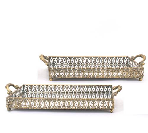 Σετ/2 παραλ/μοι δίσκοι σερβίς με καθρέπτη 48,5/53,5cm HT623