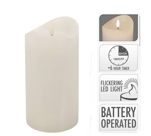 Κερι led με timer σε λευκο χρ., 9x15cm CA429