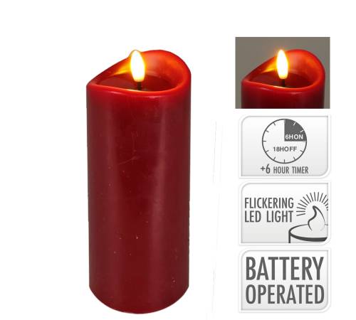 Κερι led με timer σε κοκκινο χρ., 7x12.5cm CA430