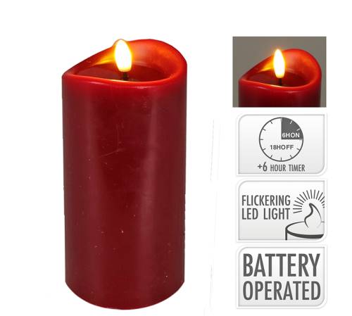 Κερι led με timer σε κοκκινο χρ., 9x15cm CA431