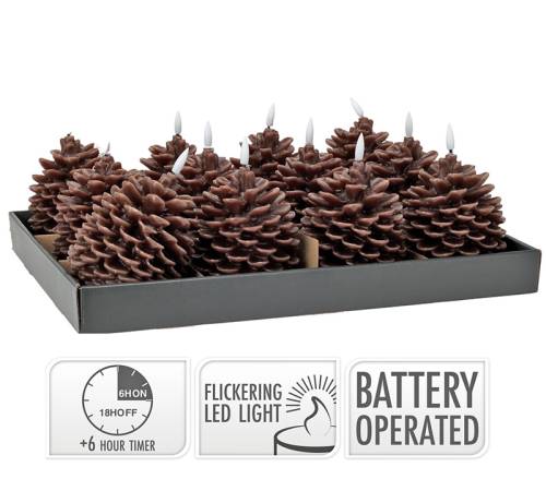 Κερι led με timer σχ.κουκουναρι 10x13cm CA433