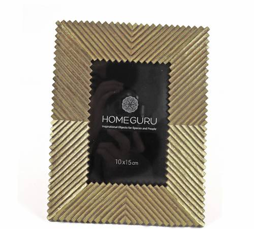 Φωτο/θήκη polyresin ριγέ χρυσή κορνίζα 10x15cm KO210