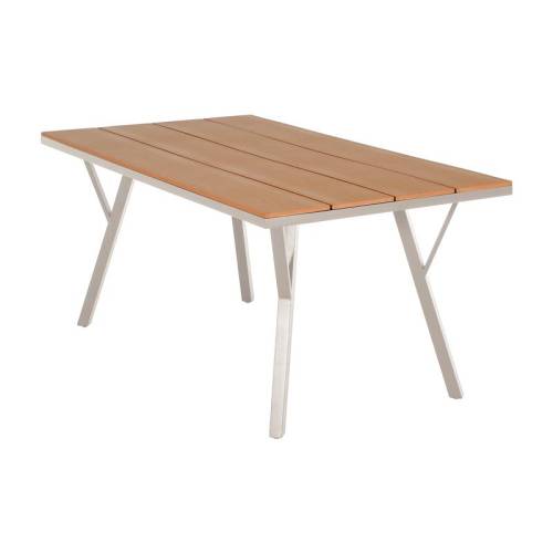 ΜΕΤΑΛΛΙΚΟ ΤΡΑΠΕΖΙ ΚΗΠΟΥ Fylliana FL6514 ΜΕ ΕΠΙΦΑΝΕΙΑ POLYWOOD ΧΡΩΜΑ ΜΠΕΖ 160x91x72εκ