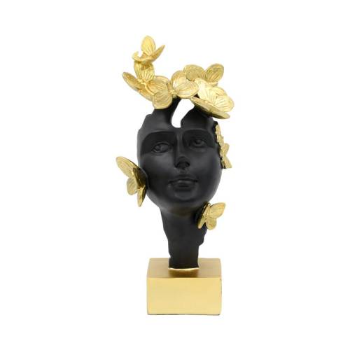 ΕΠΙΤΡΑΠΕΖΙΑ ΔΙΑΚΟΣΜΗΤΙΚΗ ΦΙΓΟΥΡΑ "Face mask" Fylliana FL22068 ΜΑΥΡΟ-ΧΡΥΣΟ ΧΡΩΜΑ 13x9x31εκ