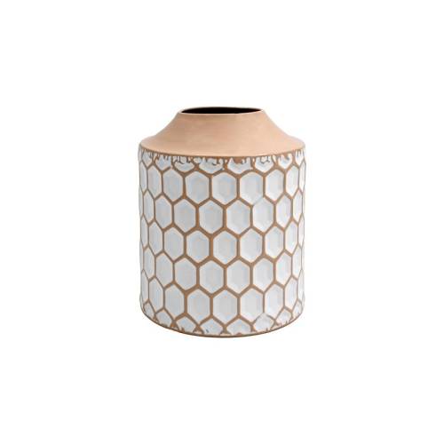 ΜΕΤΑΛΛΙΚΟ ΕΠΙΤΡΑΠΕΖΙΟ ΔΙΑΚΟΣΜΗΤΙΚΟ ΒΑΖΟ Fylliana FL364 ΜΠΕΖ-ΛΕΥΚΟ ΧΡΩΜΑ 19x23εκ