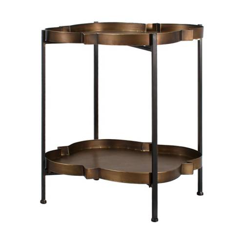 ΜΕΤΑΛΛΙΚΟ ΤΡΑΠΕΖΑΚΙ ΣΑΛΟΝΙΟΥ 2 ΕΠΙΠΕΔΩΝ Fylliana FL0181 ΧΡΥΣΟ - ΜΑΥΡΟ 58x50x62εκ