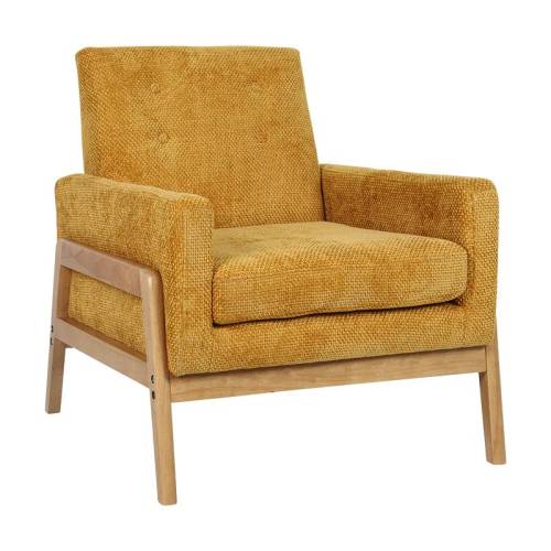 ΠΟΛΥΘΡΟΝΑ Fylliana Irma ΚΙΤΡΙΝΟ ΧΡΩΜΑ ΥΦΑΣΜΑΤΟΣ ΜΕ ΞΥΛΙΝΑ ΠΟΔΙΑ 73x77x82εκ