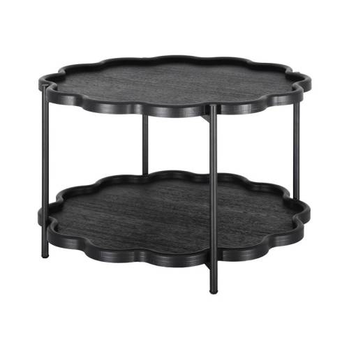 ΣΤΡΟΓΓΥΛΟ ΤΡΑΠΕΖΑΚΙ MDF ΣΑΛΟΝΙΟΥ Fylliana FL03248 ΜΑΥΡΟ ΧΡΩΜΑ 80x48εκ