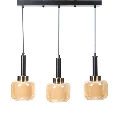 ΤΡΙΦΩΤΟ ΚΡΕΜΑΣΤΟ ΦΩΤΙΣΤΙΚΟ ΟΡΟΦΗΣ ΔΙΠΛΟ ΓΥΑΛΙΝΟ ΚΑΠΕΛΟ Fylliana ΜΠΡΟΝΖΕ ΧΡΩΜΑ Ε27 50x15x75εκ