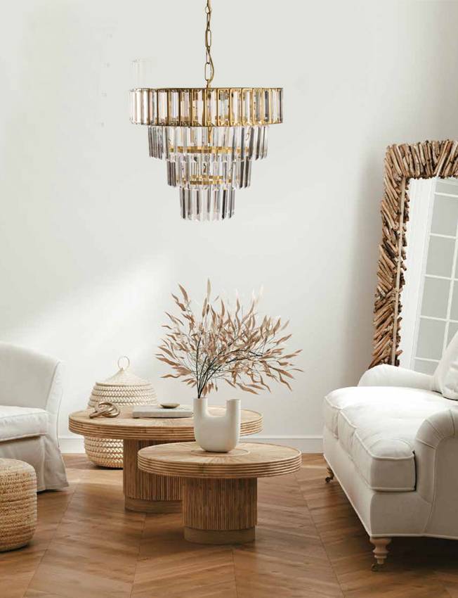 Φωτιστικό Πολύφωτο 7φ μέταλλο χρυσό κρύσταλλα Ε14