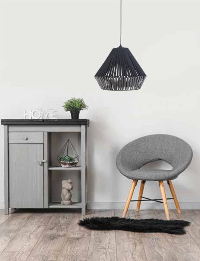 Φωτιστικό μονόφωτο ύφασμα  μαύρο/γκρι Ε27 Φ40