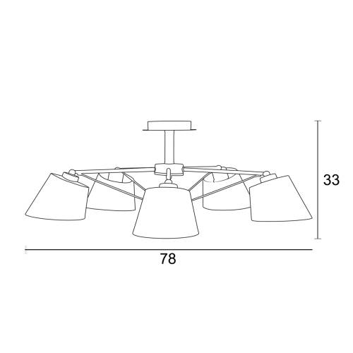Φωτιστικό Πολύφωτο 5φ Μέταλλο/Αμπαζούρ λευκό Ε27