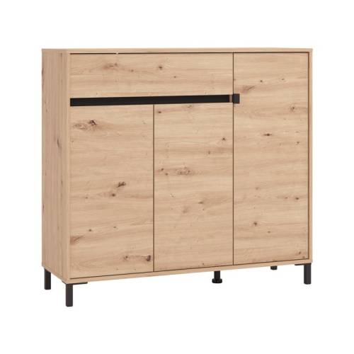 ΠΑΠΟΥΤΣΟΘΗΚΗ FLANNAN 3K1F3V ARTISAN OAK/ΜΑΥΡΟ MATT ΧΡΩΜΑ 120x40x110εκ