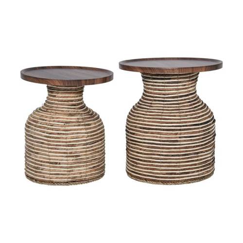 ΣΕΤ 2 ΤΡΑΠΕΖΑΚΙΑ FYLLIANA FL24054 ΚΑΦΕ-ΜΠΕΖ ΧΡΩΜΑ 40x40x45εκ & 45x45x50εκ