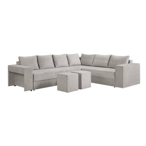 ΓΩΝΙΑΚΟΣ ΚΑΝΑΠΕΣ ΚΡΕΒΑΤΙ Lara ΑΝΟΙΧΤΟ ΓΚΡΙ ΧΡΩΜΑ 286x250x69εκ