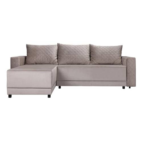 ΓΩΝΙΑΚΟΣ ΚΑΝΑΠΕΣ ΚΡΕΒΑΤΙ Lotos ΚΑΦΕ ΧΡΩΜΑ 237x168x80εκ