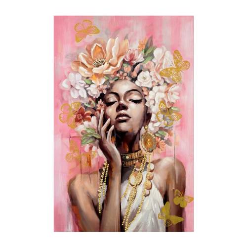 ΠΙΝΑΚΑΣ ΣΕ ΚΑΜΒΑ Fylliana FL0051 ΡΟΖ-ΚΑΦΕ-ΧΡΥΣΟ 80x3x120εκ