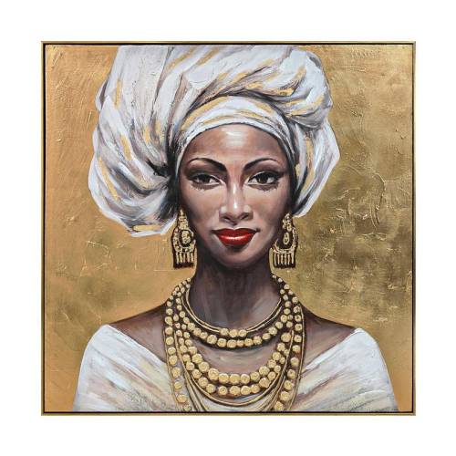 ΠΙΝΑΚΑΣ ΣΕ ΚΑΜΒΑ Fylliana FL4962 WOMAN FACE ΚΑΦΕ-ΧΡΥΣΟ-ΛΕΥΚΟ 100x100xεκ