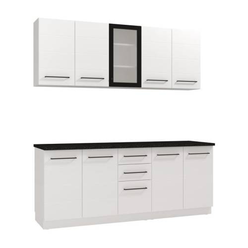 ΣΥΝΘΕΣΗ ΚΟΥΖΙΝΑΣ RAJNA 200 ΛΕΥΚΟ/ΜΑΥΡΟ ΜΑΤ 200x51x200εκ