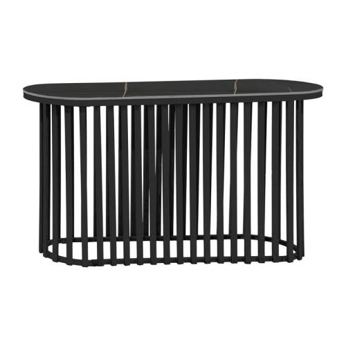 ΟΒΑΛ ΚΟΣΝΟΛΑ Fylliana FL18 ΜΕ ΚΕΡΑΜΙΚΗ ΕΠΙΦΑΝΕΙΑ ΚΑΙ ΜΕΤΑΛΛΙΚΗ ΒΑΣΗ ΣΕ ΜΑΥΡΟ ΜΑΤ ΧΡΩΜΑ 140x45x78εκ