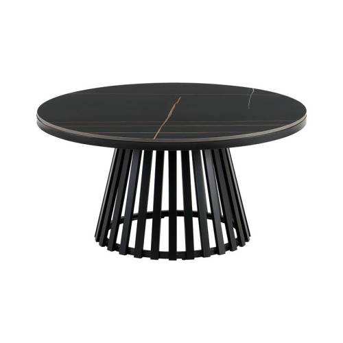 ΣΤΡΟΓΓΥΛΟ ΤΡΑΠΕΖΑΚΙ ΣΑΛΟΝΙΟΥ Fylliana FL03 ΜΕ ΚΕΡΑΜΙΚΗ ΕΠΙΦΑΝΕΙΑ ΚΑΙ ΜΕΤΑΛΛΙΚΗ ΒΑΣΗ ΣΕ ΜΑΥΡΟ ΜΑΤ ΧΡΩΜΑ 90x45εκ