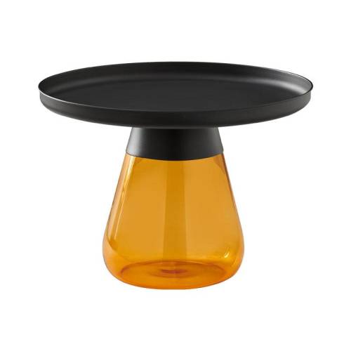 ΣΤΡΟΓΓΥΛΟ ΤΡΑΠΕΖΑΚΙ ΣΑΛΟΝΙΟΥ Fylliana FL829 ΜΕΤΑΛΛΙΚΟ ΜΕ ΓΥΑΛΙ AMBER ΧΡΩΜΑ 60x42εκ