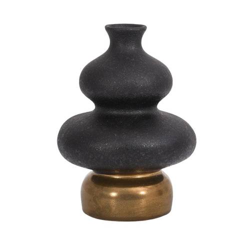 ΚΕΡΑΜΙΚΟ ΒΑΖΟ Fylliana FL0399 ΜΑΥΡΟ-ΧΡΥΣΟ ΧΡΩΜΑ 18x18x23εκ