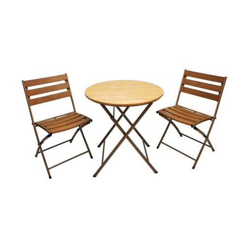 ΣΕΤ BALCONY 3TEM ΤΕΤΡΑΓΩΝΟ Fylliana POLYWOOD & ΑΤΣΑΛΙ ΦΥΣΙΚΟ-ΚΑΦΕ ΧΡΩΜΑ