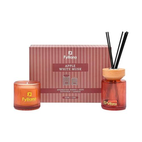 ΑΡΩΜΑΤΙΚΟ ΣΕΤ ΔΩΡΟΥ "Apple white musk " Fylliana FL25161 (Διαχύτης 150ml + Κερί 150g)