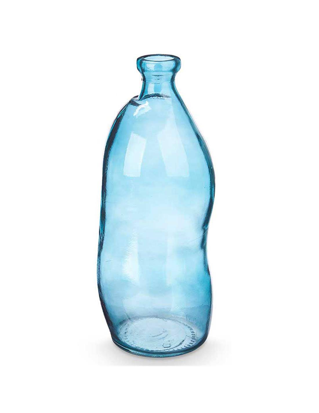 Βάζο γυάλ.μπλε στενό στόμιο Φ13Η35cm