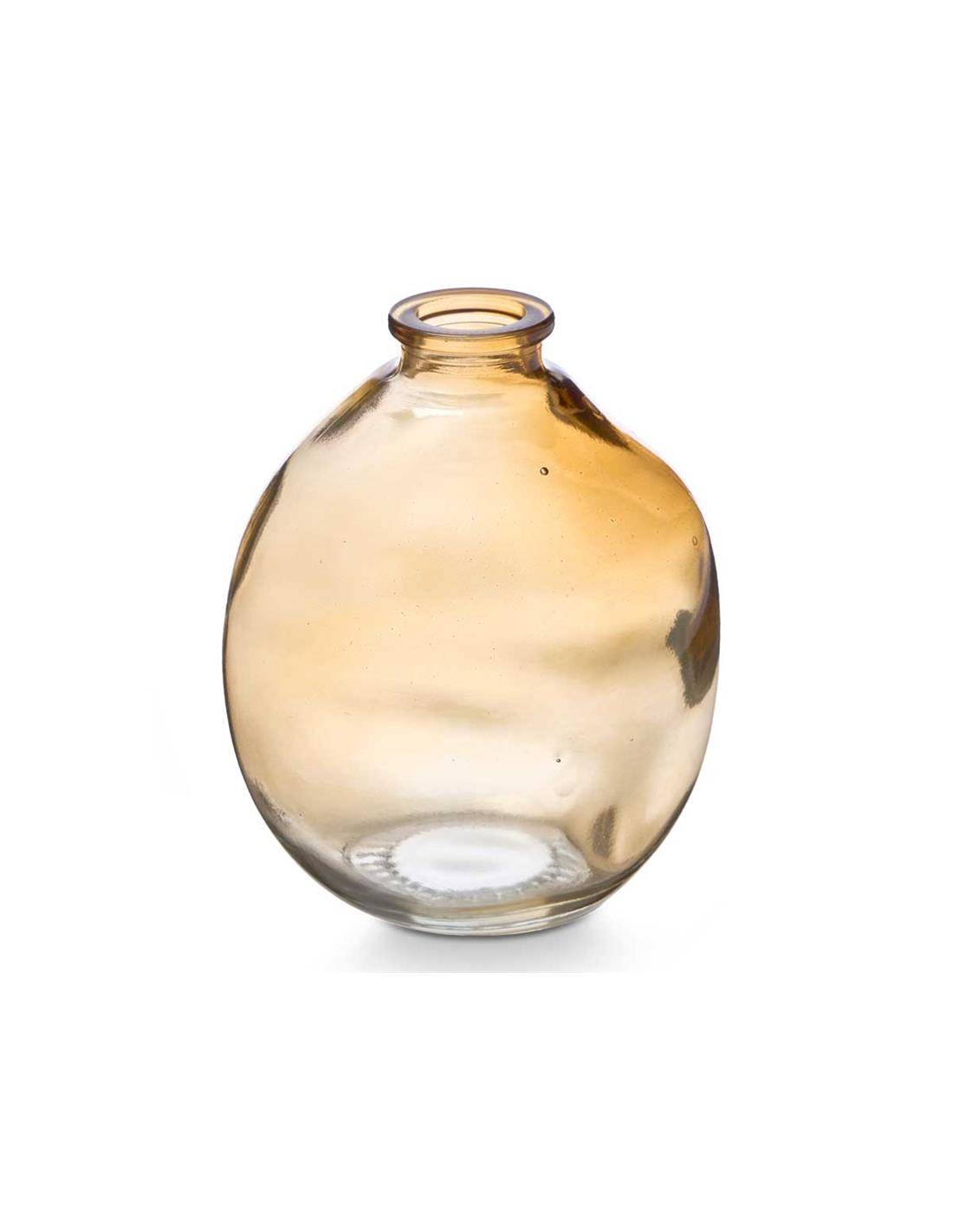 Βάζο γυάλ. μπουλ στενό στόμιο μελί 10x12,3cm