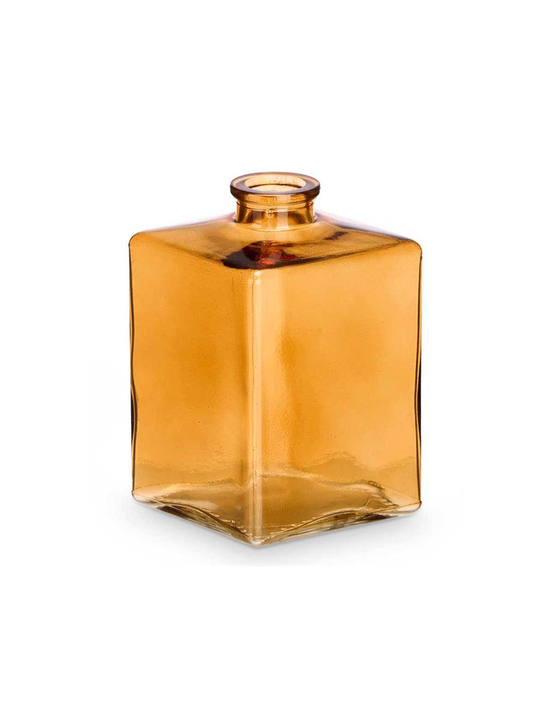 Βάζο γυάλ.τετράγωνο μελί 8x8x12cm