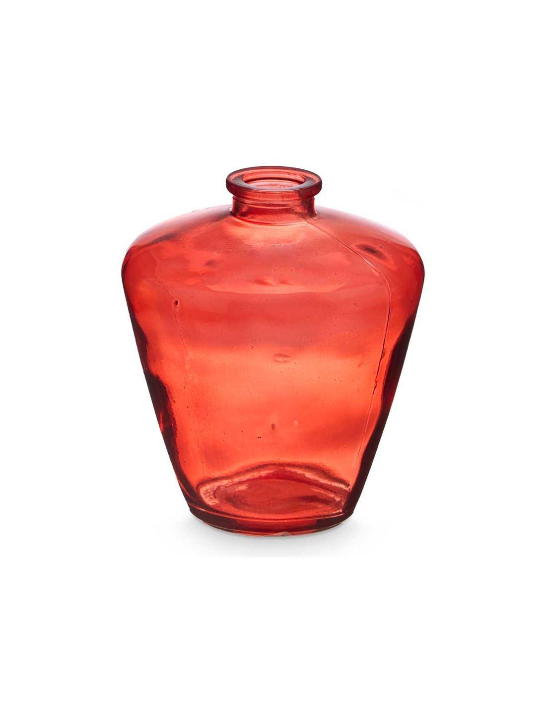 Βάζο γυάλ.κόκκινο στενό στόμιο Φ10,5Η13
