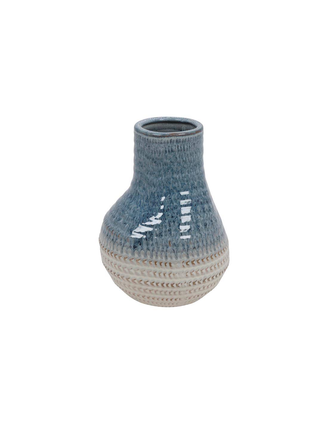 Βάζο κεραμ.μπλε/εκρού 17,6Χ24,8cm