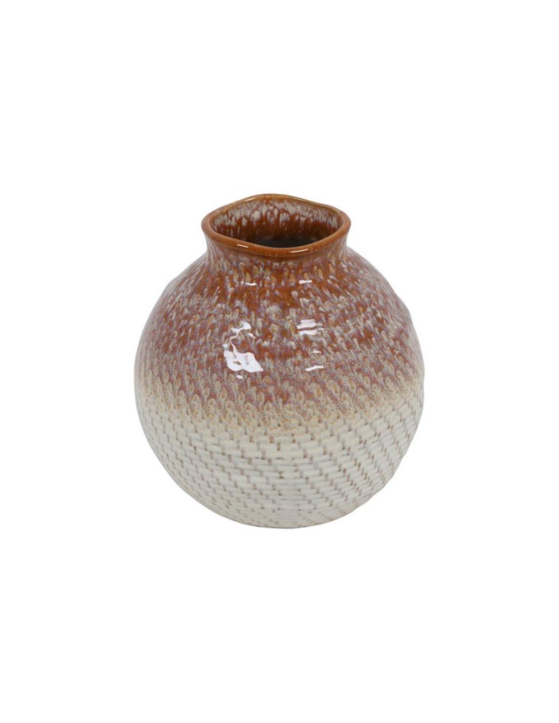 Βάζο κεραμικό καφέ/μπεζ 18x18,5cm
