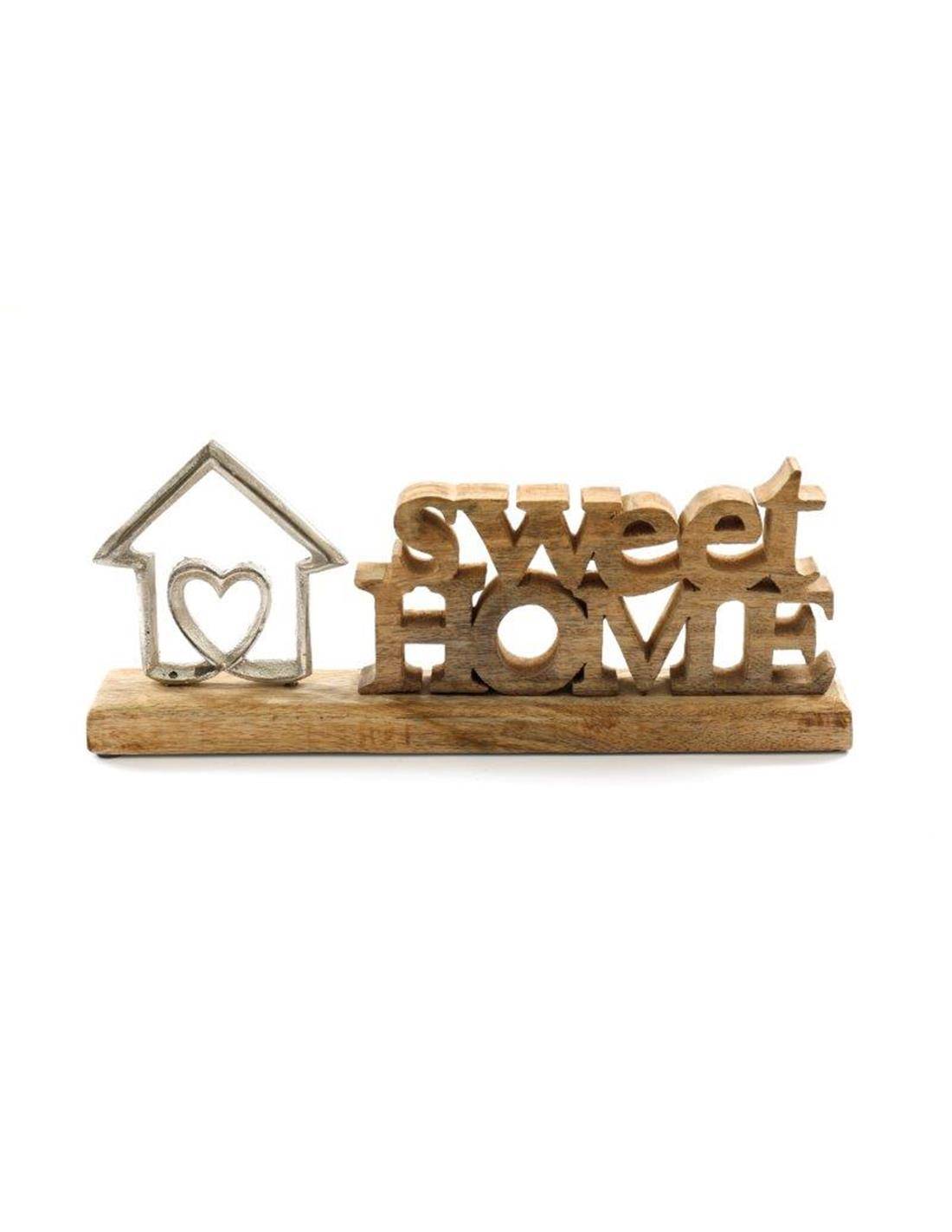 Διακοσμητικό "SWEET HOME" Αλουμίνιο/mango 30X15X5cm