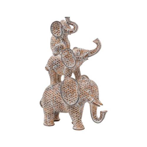 ΕΠΙΤΡΑΠΕΖΙΟ ΔΙΑΚΟΣΜΗΤΙΚΟ 3 ΕΛΕΦΑΝΤΕΣ Fylliana FL21358 ΦΥΣΙΚΟ ΚΑΦΕ ΜΕ ΛΕΥΚΗ ΠΑΤΙΝΑ ΧΡΩΜΑ 20x10x31εκ